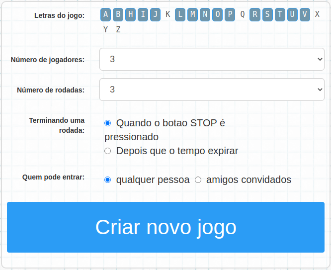 Jogo de Stop Como começar o jogo