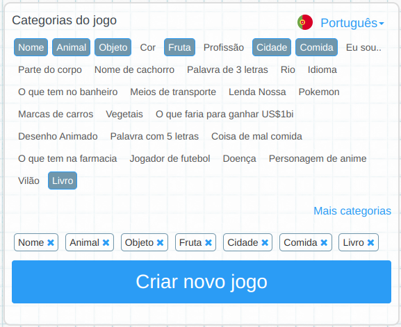 Jogo de Stop Como começar o jogo